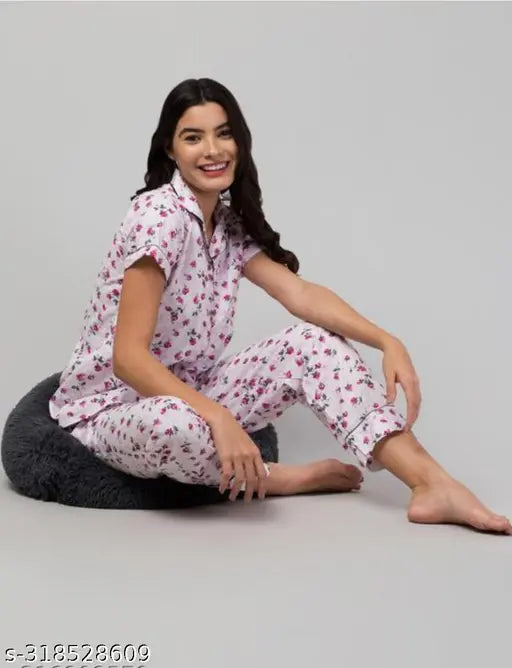 Stylish cotton nightdress/nightsuit for women & girls, printed in a trendy pattern, comfortable for regular use