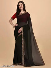 Indian Georgette saree in free size with solid pattern running blouse, OkTAT Bollywood style