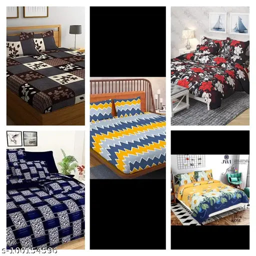 Polycotton, botanical-print king size(90*90) bedsheets & 10 pillow covers by SAHAJA TRADERS GALACE for AC rooms