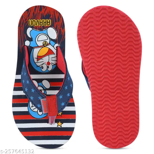 Printed net EVA kids slippers with durable rexine and lightweight comfort, Doraemon design - ARAVON