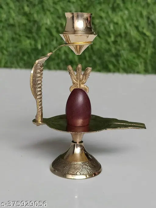 Brass Ardhnarishwar Narmada Shivling for daily home Pooja, 3cmL x 10cmH x 8cmB, Indian-made Shiva Lingam idol
