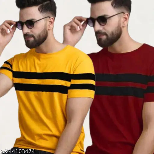 Striped cotton half sleeve t-shirt, new and classical design in two sizes (S, M, L)