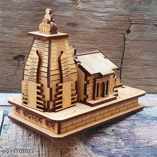 Handcrafted wooden Shivling in miniature Kedarnath Temple replica, ideal religious gift for special occasions, Indian origin