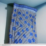 Blue microfiber floral single bed quilt, ideal for mild winter travel & home