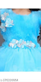 Yellow net fit & flare frock with ruffles and floral appliqués for girls aged 1-11 years, by SMS Dresses