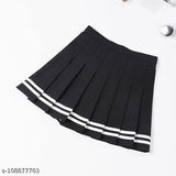 Cotton printed net Caracola high-waist pleated mini skirt for women and girls, stylish above knee length
