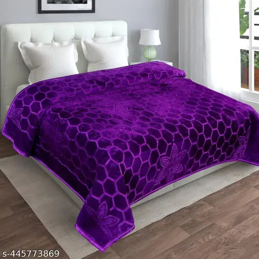 Kiara Floral Double Mink Polyester Blanket, heavy winter 90x86 inch, self-designed microfiber net for cozy warmth