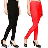 Cotton side stone legging/jegging for girls and women, self-design net pattern, stylish and stretchable for kurti shirt tops, available in sizes 24, 26, 28, 30, 32 (waist 24-32in, length 24-32in), made in India