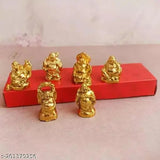 Golden resin laughing Buddha set of 6 for wealth and success Feng Shui decorative showpiece
