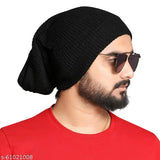 Wool acrylic unisex beanie cap, embroidered net pattern. Ideal for winter outings, lightweight and crushable