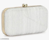 Solid canvas and leather free-size rose gold sparkling clutch from India