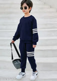 Blue wool kids' striped sweatshirt with long sleeves, warm winter collection item for toddlers and young children (age range: 0-10 years), made in India