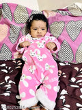 Woolen newborn baby winter dress set, long sleeves, printed net pattern, 0-3 months, made in India