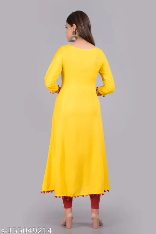 Rayon three-quarter sleeve kurti by Akriti Creation, solid color style for women's wardrobe