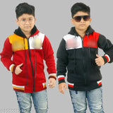 Multicolor pack of 2 boys' cotton blend casual jackets, self-design net pattern for kids (1-15 years)