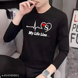 Black polyester long-sleeve t-shirt for men and boys. Solid design, available in multiple sizes from S to XXL