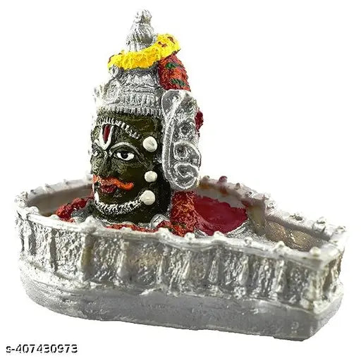 Multicolor polyresin Mahakaleshwar Shivling, 10cm high for temple worship, symbolizing self-manifested divine idol from Haridwar
