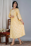 Viscose Rayon printed anarkali Gawon, three-quarter sleeve women's kurta with gold print, available in multiple sizes from M to 4XL