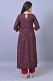 Attractive rayon, three-quarter sleeve straight kurti with printed combo, India origin