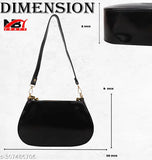 Black PU slingbag with travel cloud shape for women's casual trendy style, solid net interior, free size (L6xW2xH10), India origin