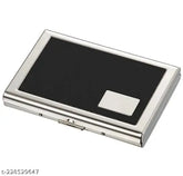 Red metal RFID-blocking wallet for men & women, holds 5 cards with luxury feel, leather front, compact design