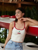 Cherry ribbed cotton sleeveless GenZ cute limited edition Indian fashion apparel