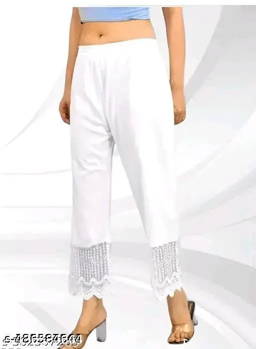 Viscose rayon, fashionable casual palazzo in white, comfortable everyday wear for women
