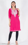Premium woolen kurtis, solid color combo, three-quarter sleeves. Woolen kurti collection on display, India origin