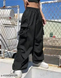 Solid polyester cargo pants for girls, Indian-made