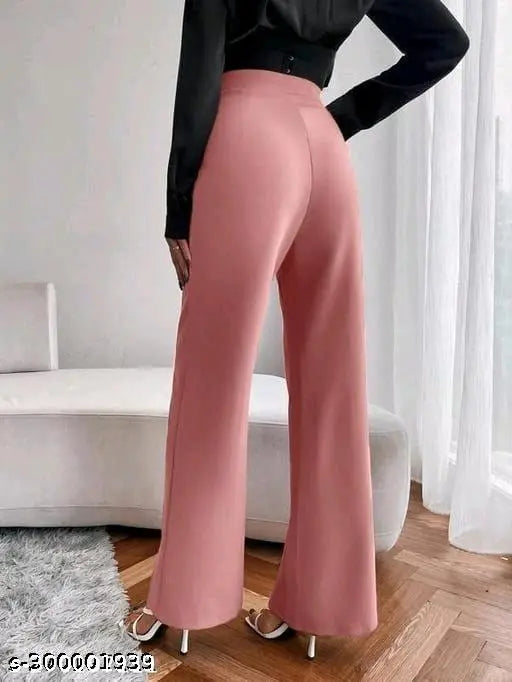 Designer modern women's cotton blend bell-bottom palazzos - solid net, available in sizes 28, 30, 32, 34 (waist 28-34, length 36-38in), Indian origin