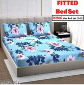 Multicolor floral print, superfine 200TC cotton fitted elastic bedsheet for summer - Comfolust (India)