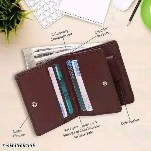 Faux leather Classic world regular wallet for men, ultra slim bi-fold design, perfect for everyday use