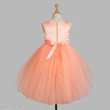 Peach net hi-low dress, embellished, girls party wear for ages 10-11 years, India origin