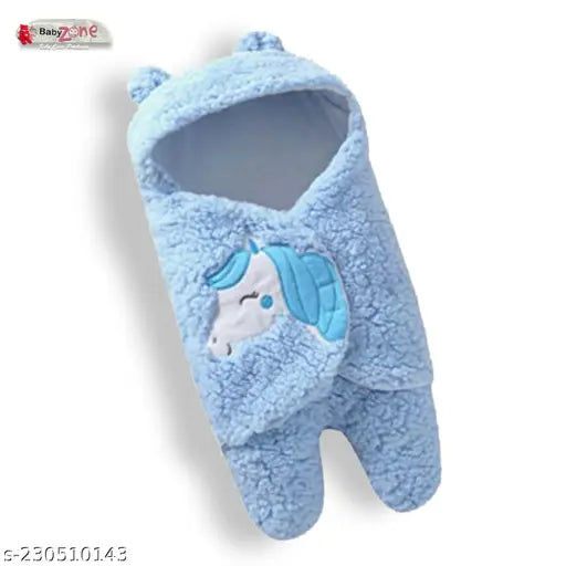 Microfiber embroidered poncho blanket for baby boys and girls, soft and easy to wrap, classic evergreen prints design, made in India