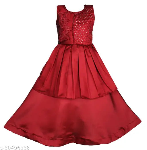 Silk blend, embellished net sleeveless dress for girls (3-4yrs, 5-6yrs, 6-7yrs), Indian birthday party wear for My Lil Princess