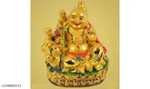 Multicolor poly resin Laughing Buddha figurine with children, 6.5cm tall by brand MISHA from India
