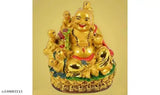 Multicolor poly resin MISHA Laughing Buddha with Children figurine, 5cm tall