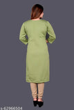 Women's straight embroidered woolen kurti for winter, three-quarter sleeves, calf length. Hand-embroidered woolen kurti from India