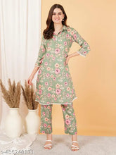 Women's Rayon digital printed green coord set, three-quarter sleeves palazzos, versatile Indian ethnic wear for casual outings