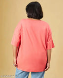 Large polycotton round-neck oversized t-shirt for women and girls, available in 8 colors, loose fit, Made in India