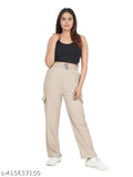 Blue polycotton maxi length cargo-style pyjama pants with four pockets for women, perfect for casual occasions