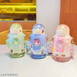 Blue plastic SIP'N'SMILE kid's water bottle with leak-proof lid, 650ML, includes free DIY stickers for personalization