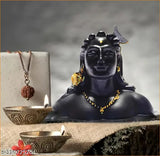 Hand-carved Adiyogi Shiva stone statue, 102 cm, Indian religious idol for car dashboards