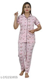 Cotton printed night suit set, women's loungewear with short sleeves, India origin