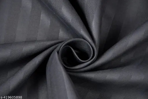 Premium Charcoal Grey/Black satin stripe single bedsheet (1+1), made with stain-resistant, wrinkle-free, breathable cotton. Ideal for summer, hypoallergenic and durable. Bedsheet size: 60x90 inches, pillow cover: 18x27 inches. For home, hotels, guest houses, or villas. Made in India