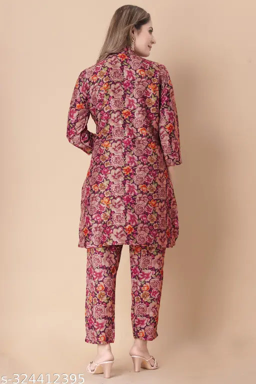 Designer rayon coordinate set, soft and comfortable for daily wear, three-quarter sleeves