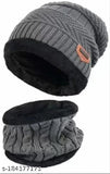 Arcylic Unisex Winter Cap Set, super thick acrylic fur knit for warmth, India-made