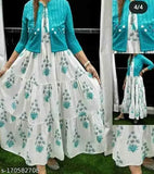 Rayon Abhisarika Pretty Kurti Jacket, embroidered with PC cotton, printed combo for women's S-XXXL sizes