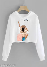 High-quality polyester crop top with hood, perfect for everyday wear by Nomadees. Checkered design, long sleeves, and available in sizes S-XXL. Comfortable and cool women's t-shirt for summer. Made in India