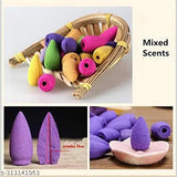 Resin Buddha backflow smoke fountain with 10 cone incense, natural aroma for spiritual and home decor (India)